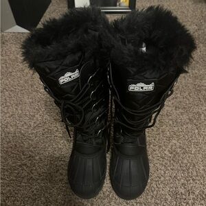 Black Fur Snow Boots